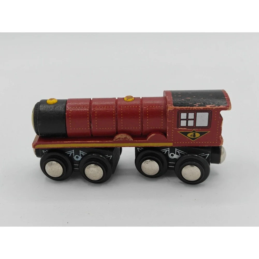 Toys R Us Imaginarium Wooden Magnetic Train Engine Red Black TRU-08-RR Number‎ 4